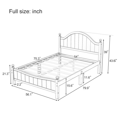 Full/Queen/King Size Platform Bed Solid Wood Bed Frames w/ Headboard & Footboard