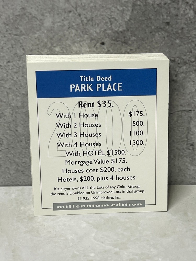 Millennium Edition Monopoly - Replacement Deed cards x28