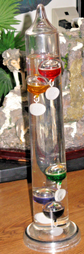 GALILEO MULTICOLOR FLOATING SPHERE’s 13" TALL THERMOMETER