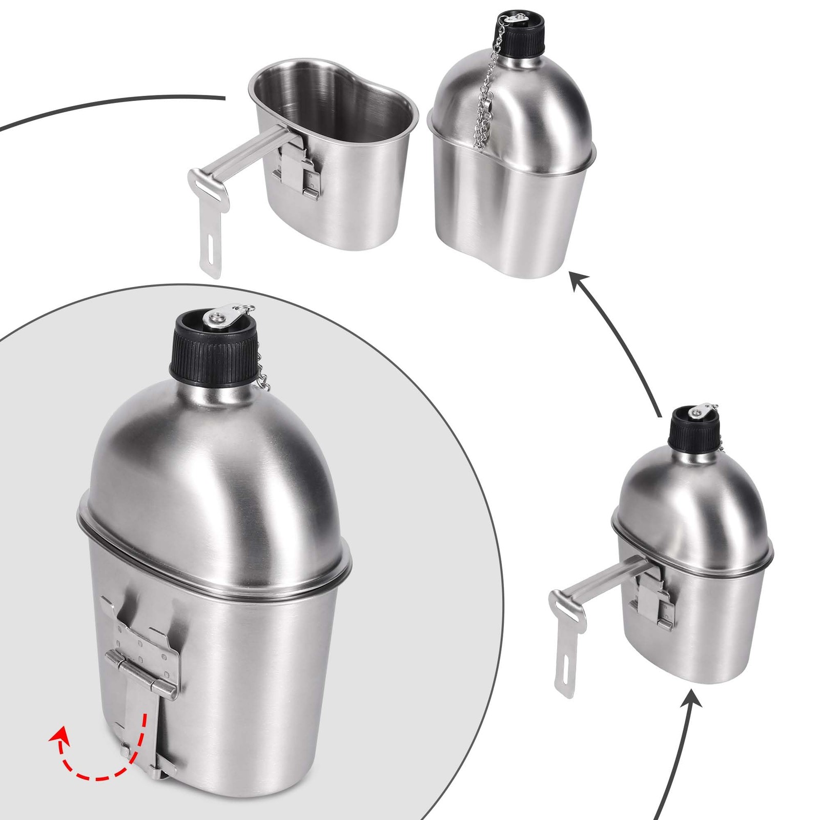 Goetland Stainless Steel WWII US Army Canteen Water Bottle Military Canteen K...