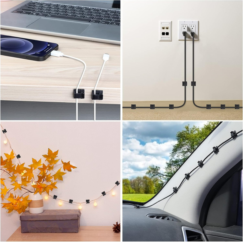60 PCS Adhesive Cable Clips, Upgraded Wall Wire Clips for Small, Black