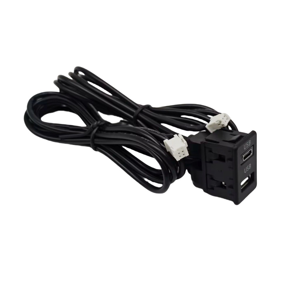 Car Interface Extension Cable Adapter Dual USB Port Socket Outlet Panel 145M