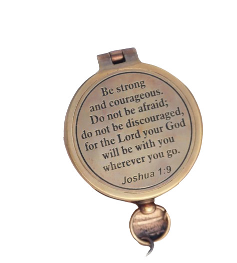Brass Compass Engraved with Religious Scripture Verse Beautiful Gift