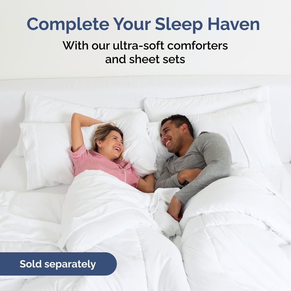 Twin Sheet Set & Queen Cotton Pillow 2-Pack - Soft & Comfy