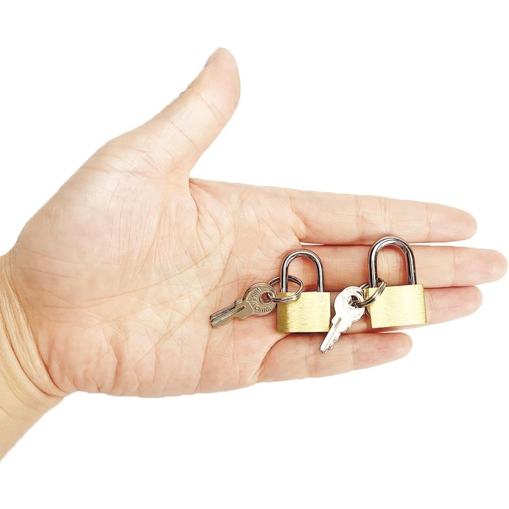 2 Pack Small Solid Brass Padlocks with Keys 20mm and 25mm Mini Keyed Lock for