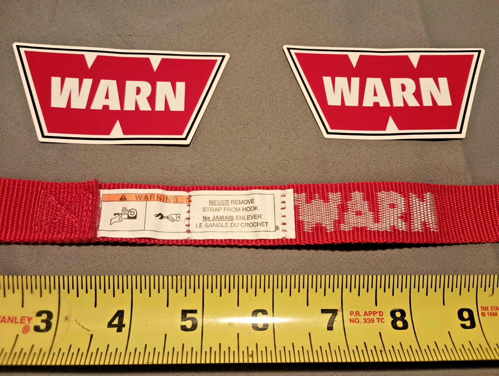 Genuine Warn 69645 38293 Replacement Red Hook Strap Pull Grab Winch Logo Safety