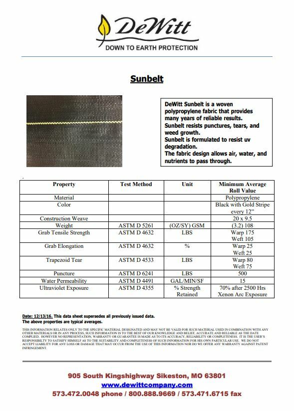 DeWitt GREEN Sunbelt 3.2 ounce Multiple Sizes 2ft, 3ft, 4ft, 6ft & 12ft