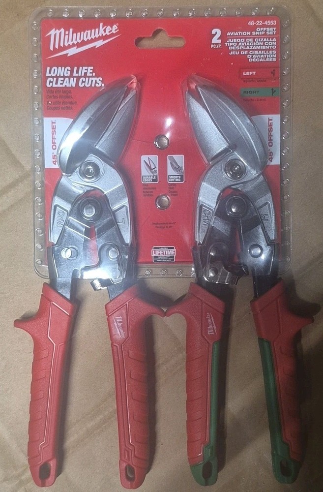 Milwaukee Tool 48-22-4553 Offset Aviation Snip Set 2Pc