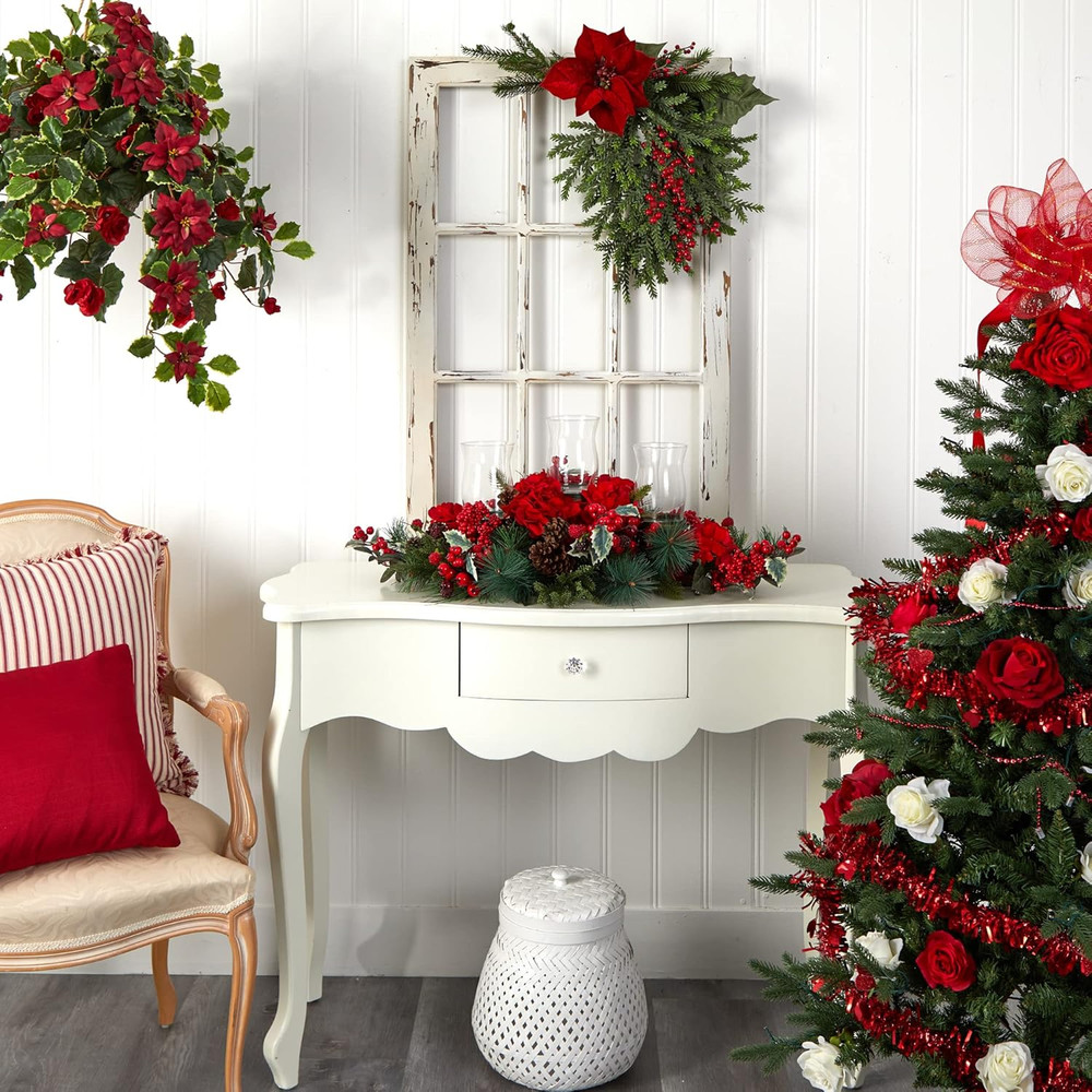 Artificial Hydrangea Holiday Candelabrum