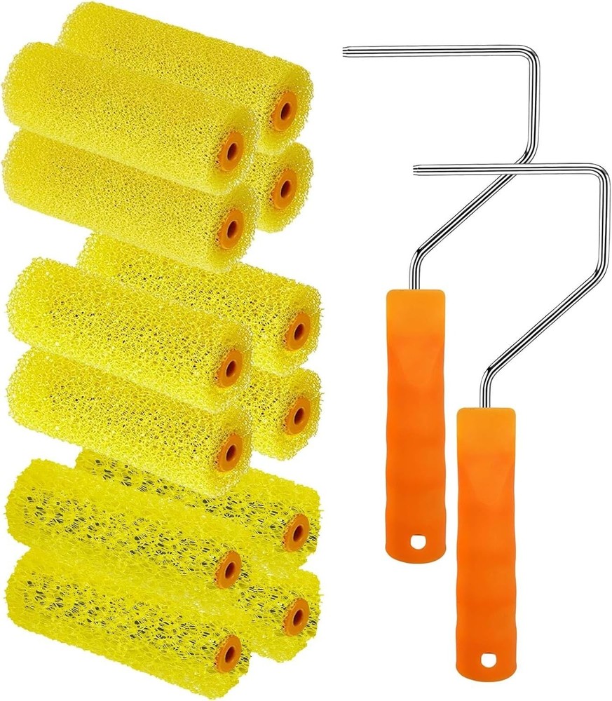 Versatile 12-Piece Foam Textured Roller Set with 2 Durable Frames - 3 Styles