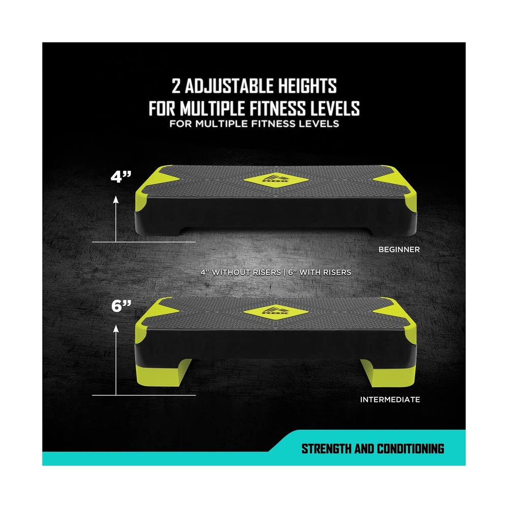RBX Aerobic Step Platform with Non-Slip Textured Surface -2-Level Adjustable ...