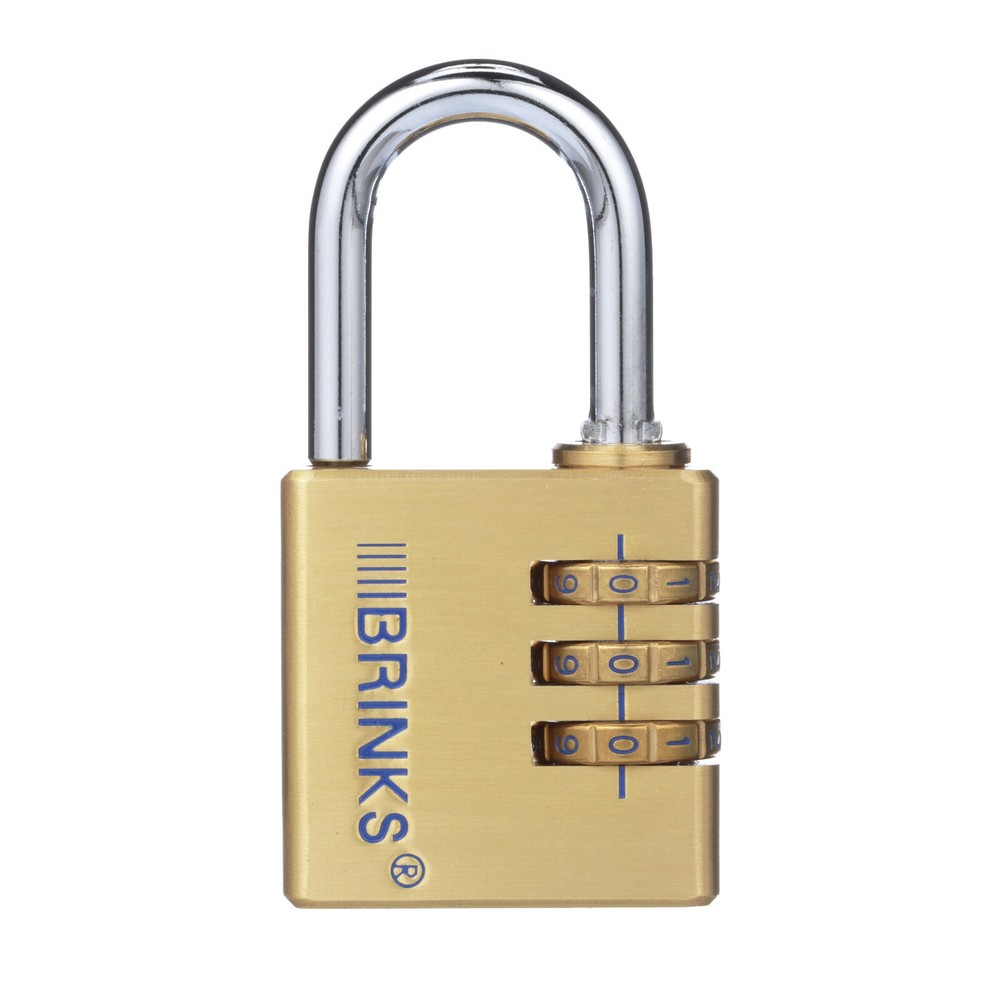 Brink's COMBO 3-DIAL COMBINATION RESETTABLE PADLOCK 40mm SOLID BRASS Weather-Res