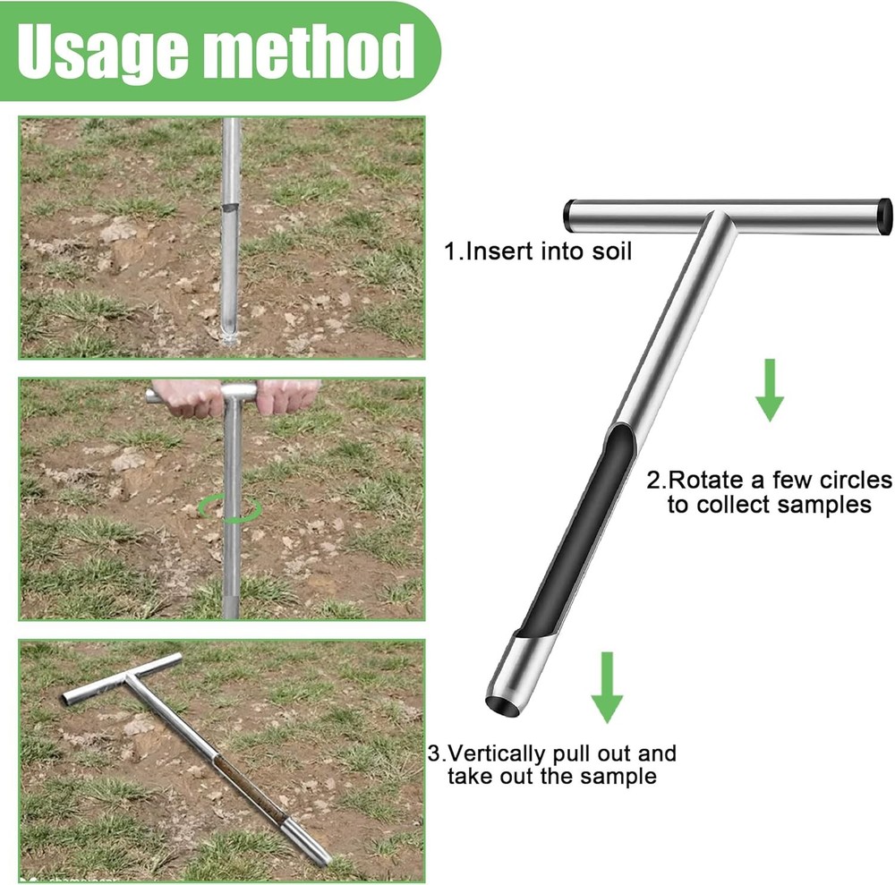 12" Stainless Steel Soil Probe with T Handle & Soil Sampling Kit