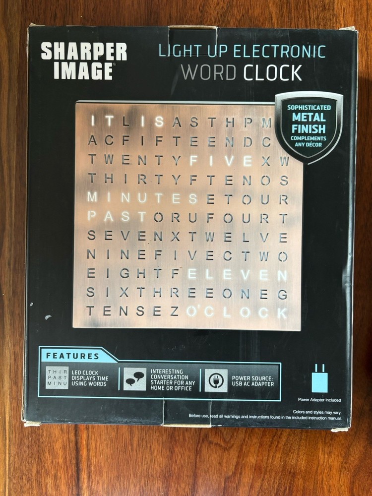 Sharper Image LED Word Clock Pro Copper Finish Works