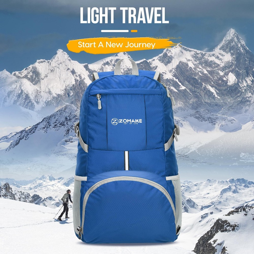 35L Lightweight Packable Backpack Foldable Water Resistant Dark Blue