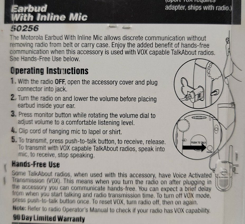Motorola Talk About - Earbud With Inline Mic, 50256