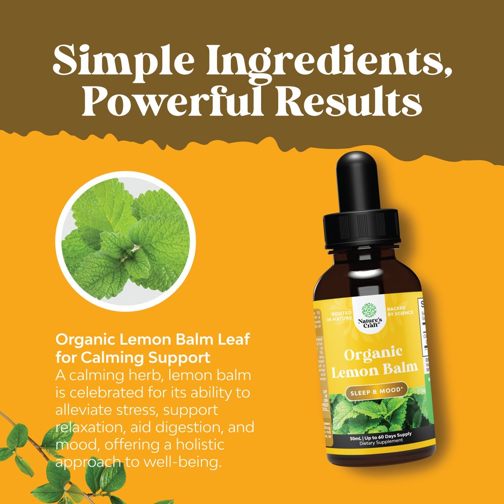 Organic Lemon Balm Leaf Liquid Extract for Immune Support 30mL