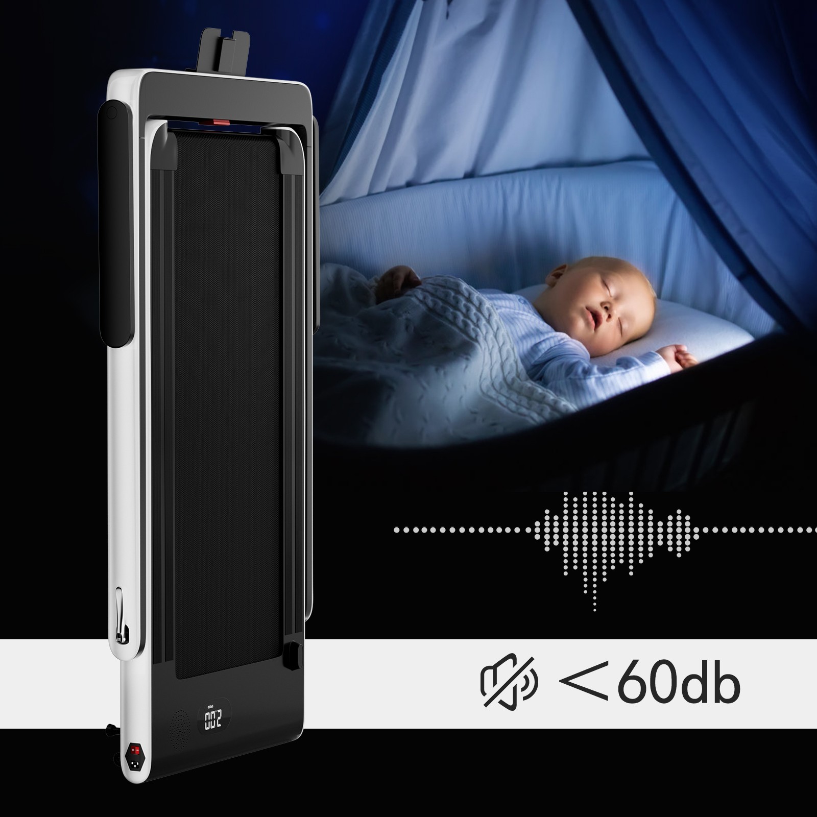 SuperFit 2.25HP 2 in 1 Folding Treadmill W/ APP Speaker Remote Control