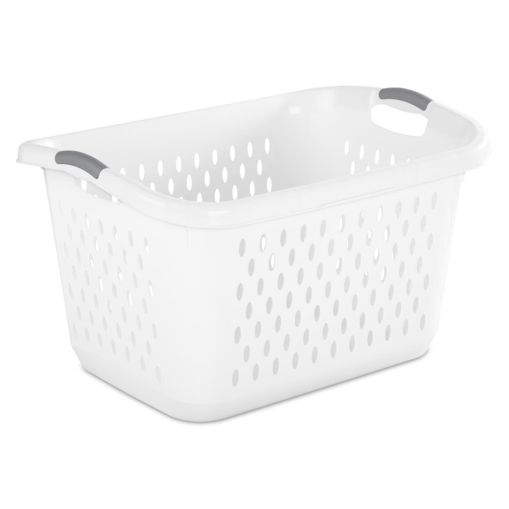 Extra Large Plastic Laundry Basket with Handles, 2.7 Bushel White Laundry Hamper
