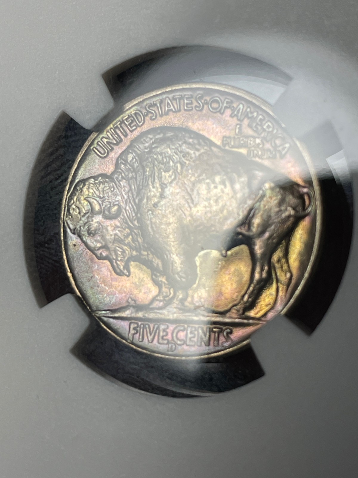 1938-D NGC MS67+ CAC Buffalo Nickel Rainbow Toned