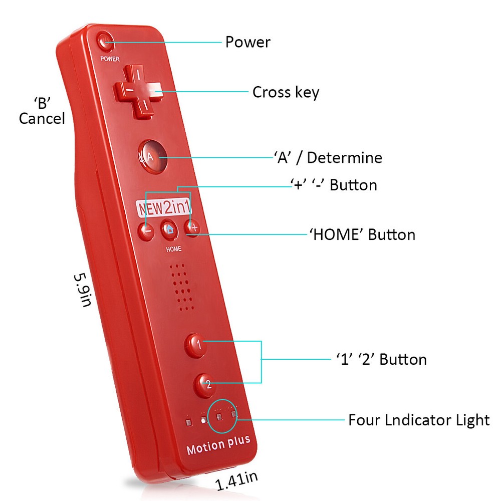Built in Motion Plus Remote Controller, Nunchuck For Nintendo Wii, Wii U Console