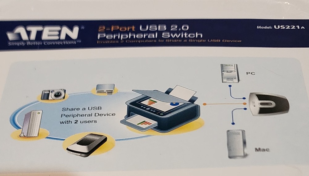 Item # US221A - L-COM - ATEN 2 Port USB 2.0 Peripheral Switch