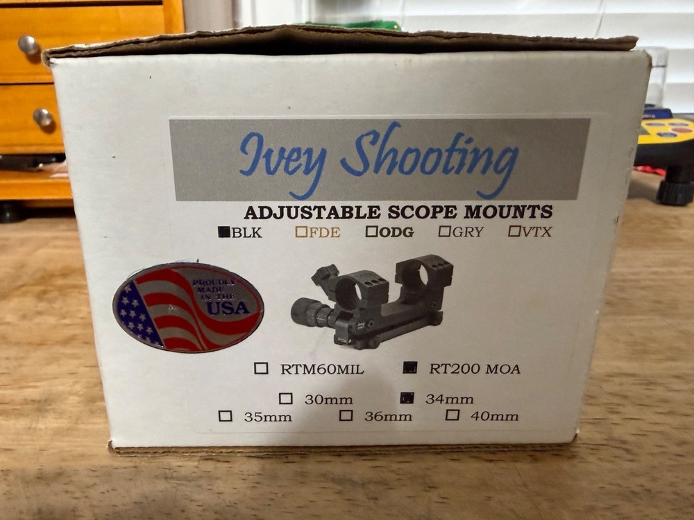 IVEY ADJUSTABLE SCOPE MOUNT   Black. 200 MOA. New never used.