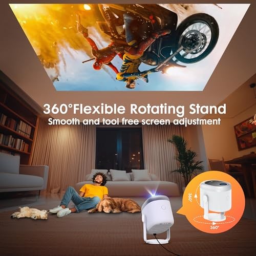 Projector with WiFi and Bluetooth,【360° Rotatable & Auto Keystone】, H1 Mini