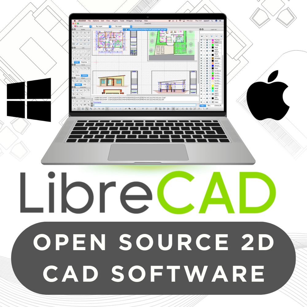2025 Libre CAD 2D Design Software for Windows/Mac, PDFs, Install Guide, Manual