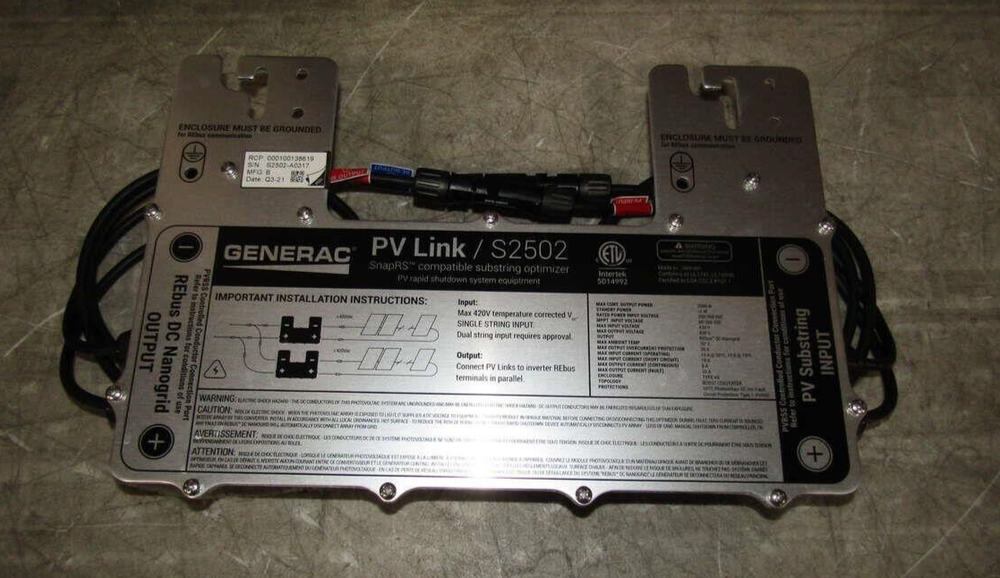 Generac S2502 PV Link Photovoltaic Substring Optimizer NEW