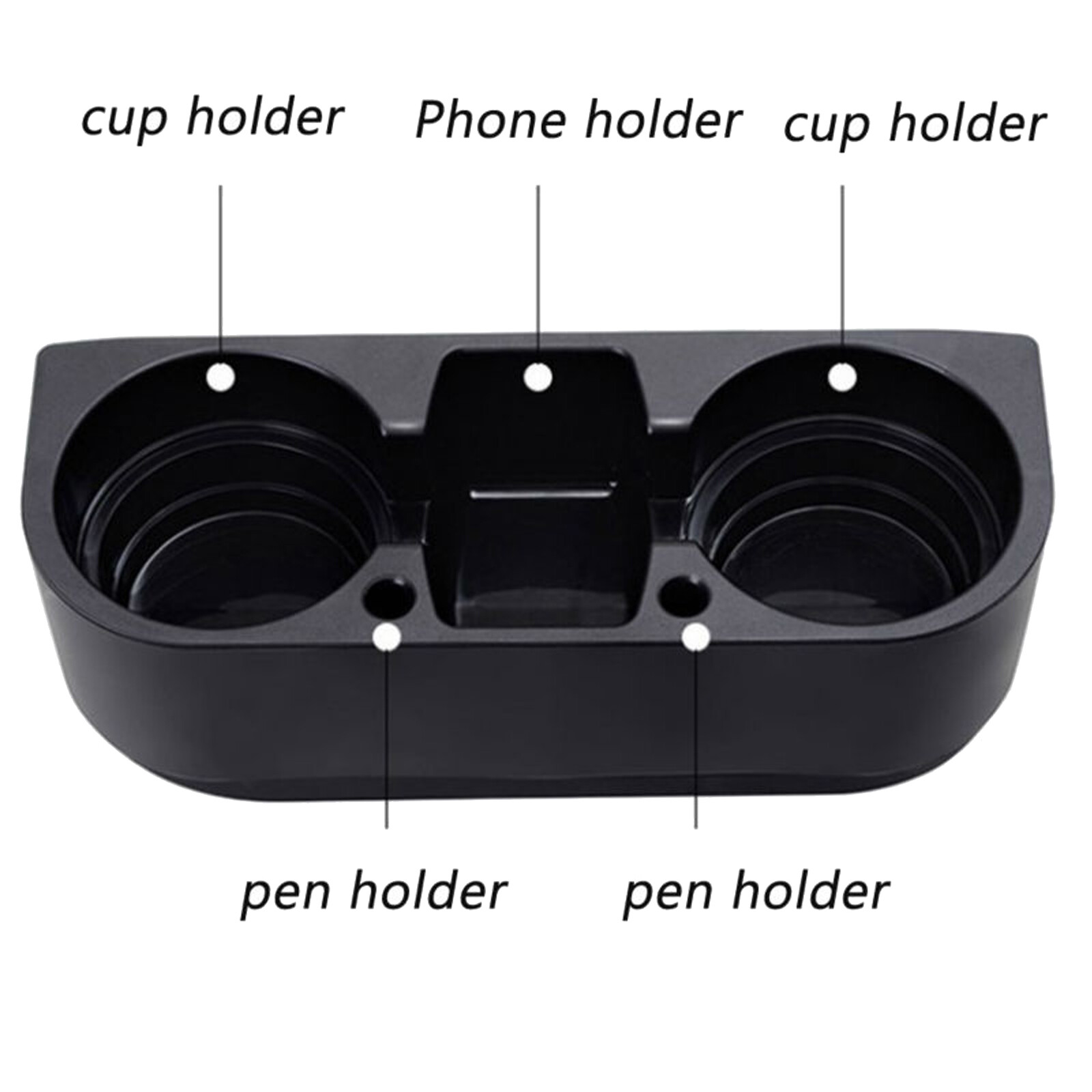 Black 2 Cup Holder Drink Beverage Seat Seam Wedge Car Auto Truck Universal Mount
