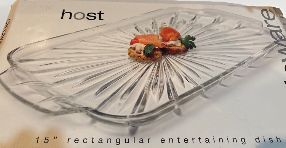 Williams Sonoma Circle Starburst Pattern Clear Glass Rectangular Dish Tray NEW