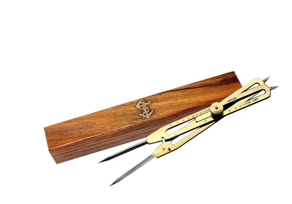 Solid Brass Proportional Divider 9 inch with Nice Hardwood Box