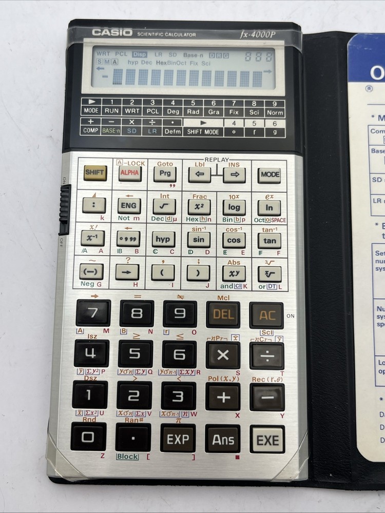 Casio FX-4000P Calculator with Case and Guide Untested NICE 1990's