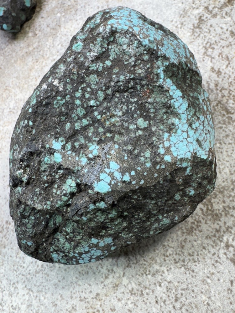 Hubei turquoise rough , solid spiderwebs nuggets in blue