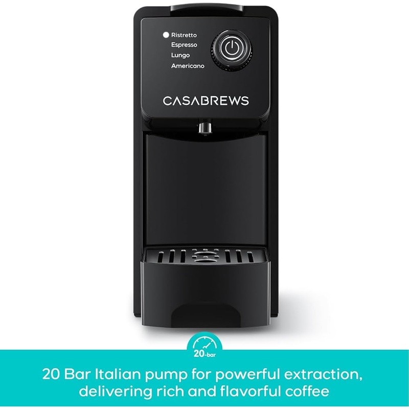 Nespresso Compatible Espresso Machine W/ 20-Bar Pump 4 Brew Sizes Compact Design