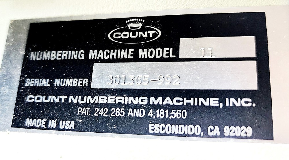 Tablematic 11 Numbering Machine