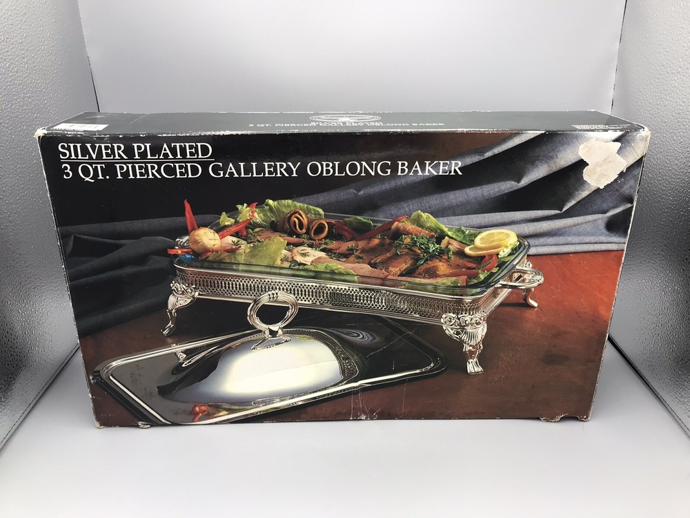 Paul Revere Silversmiths Silverplated 3 Qt Pierced Gallery Oblong Baker Box