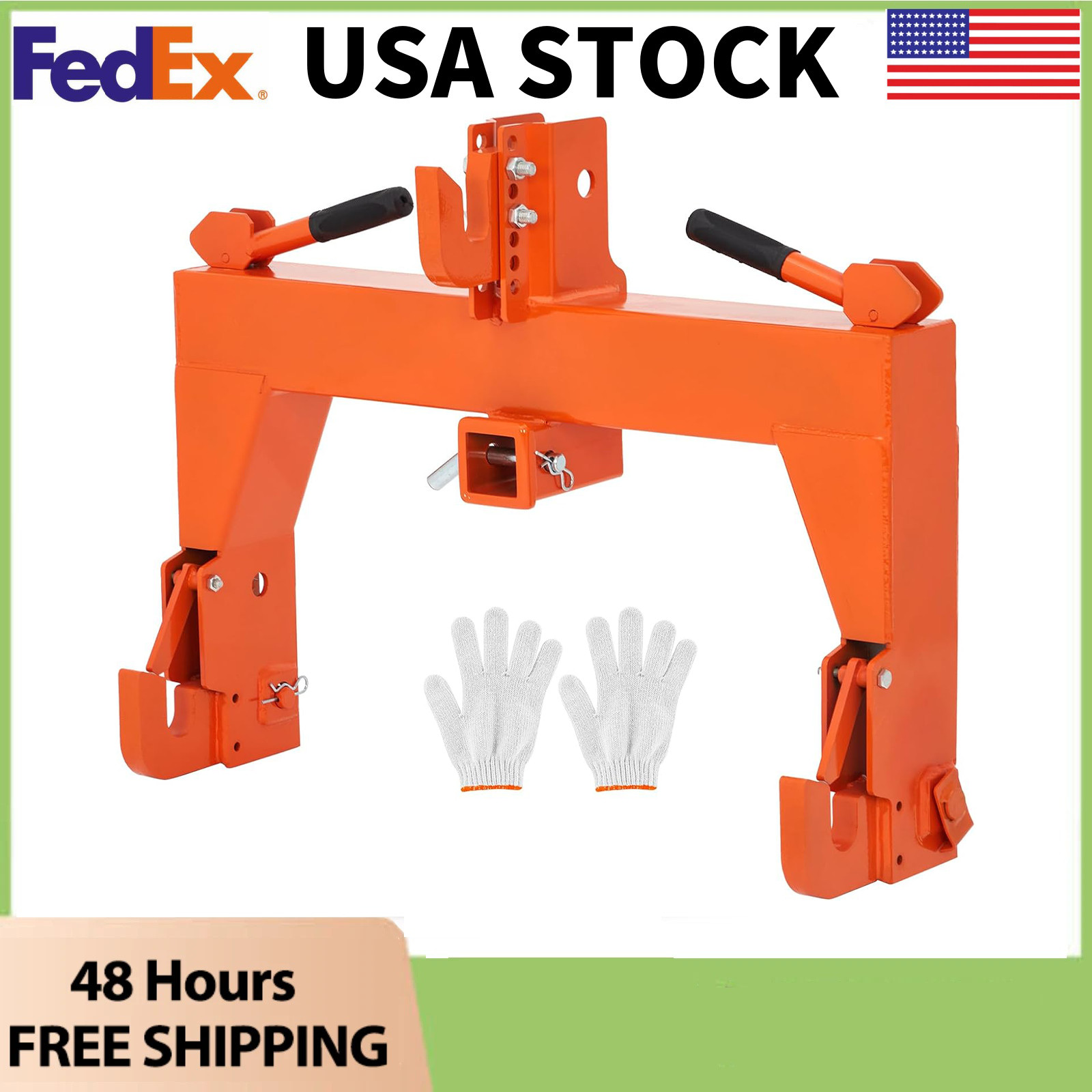 3000LBS 3 Point Quick Hitch Adapter Attach W/2"Receive For Cat 1 & Cat 2 Tractor