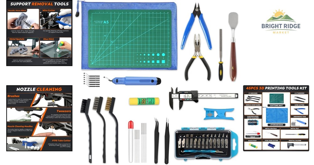 Comprehensive 3D Printing Tools Kit for Removing, Cleaning & Finishing Projects
