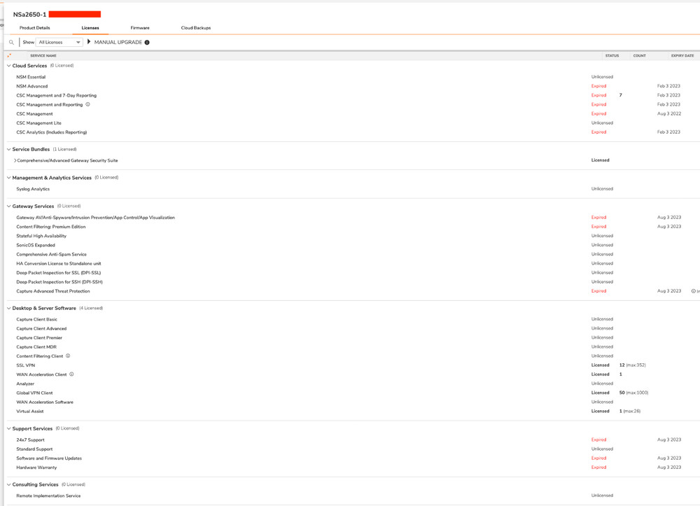 SonicWALL NSA 2650 Network Security Appliance Firewall - Transferable, Renewable