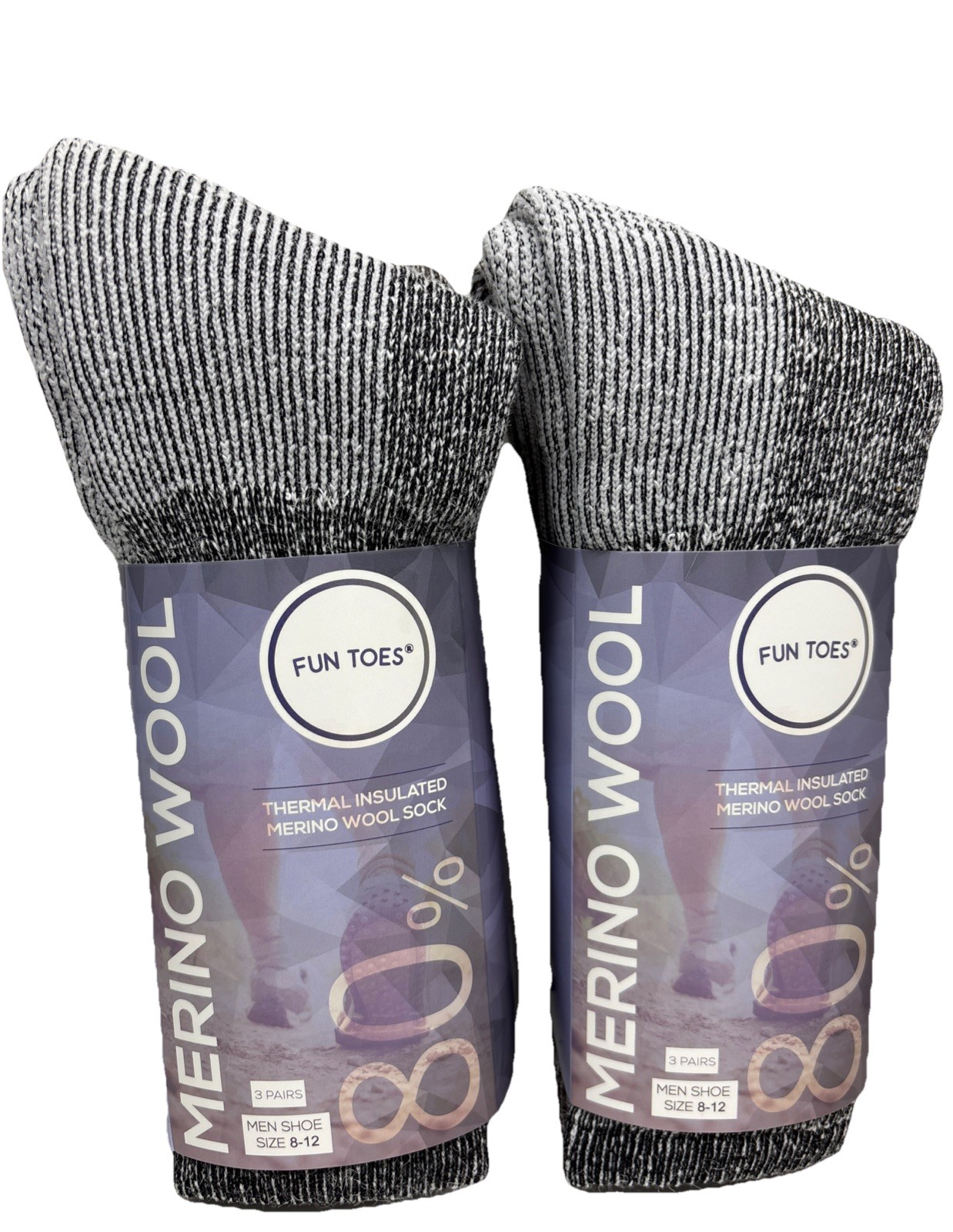 Mens 80% Merino Wool socks 6 Pairs Thermal Cushioned Reinforced socks