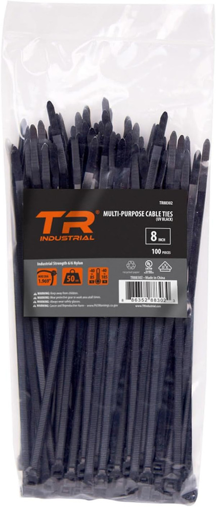 Multi-Purpose UV Resistant Black Cable Ties, Inches, 100 Pack