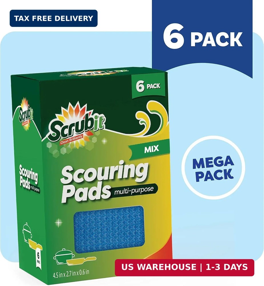 SCRUBIT Multi-Purpose Scouring Pad - Non-Scratch Cleaning Sponges for Pots, Pans