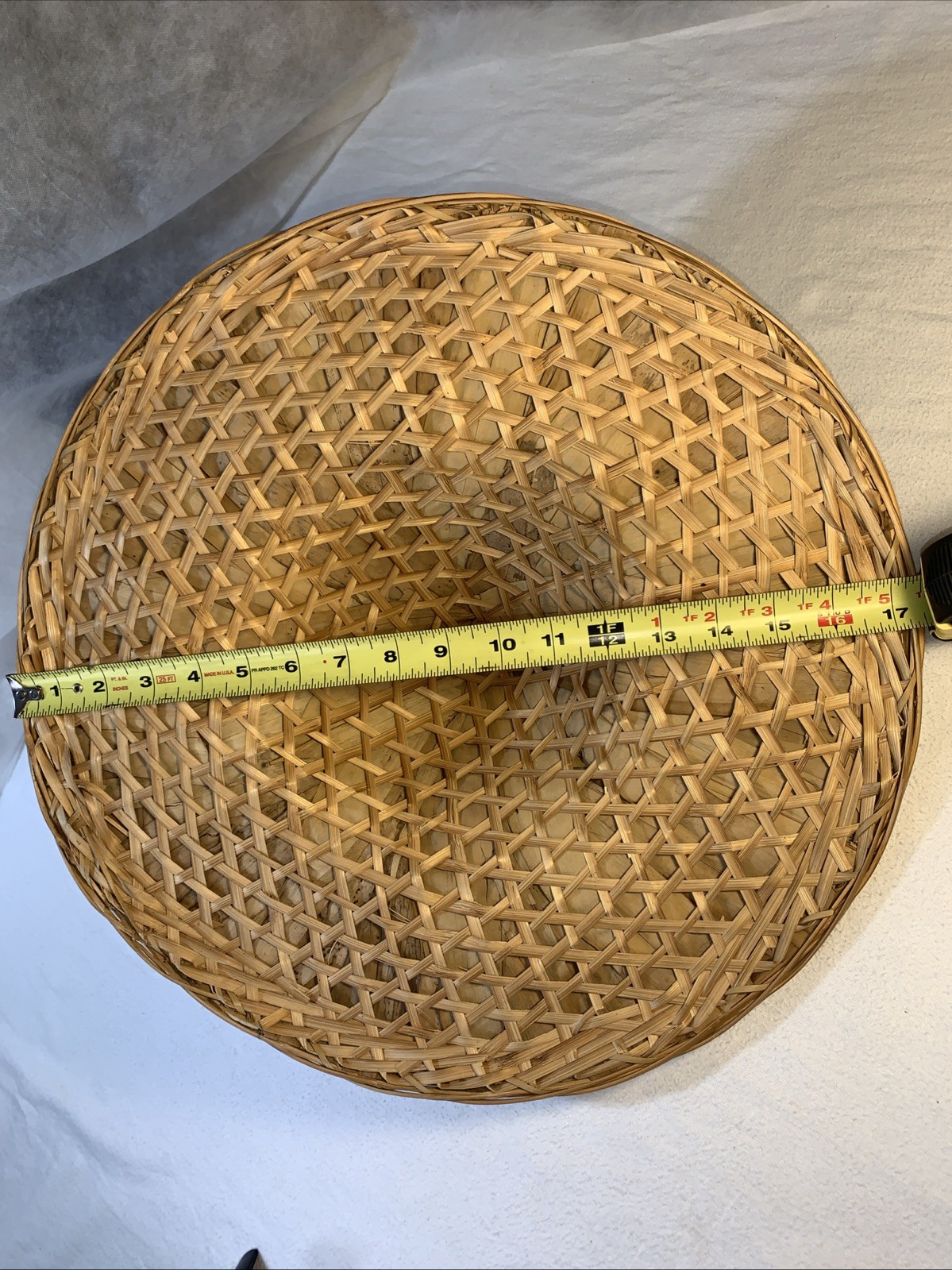 Conical Straw Hat Vtg Asian Chinese Handmade Sun Gardening Rice Coolie 18" Large