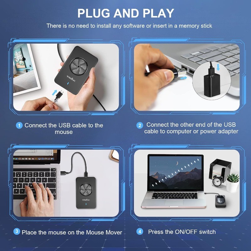 Undetectable Mouse Jiggler, Automatic Mouse Mover, Keep PC Active, No Software