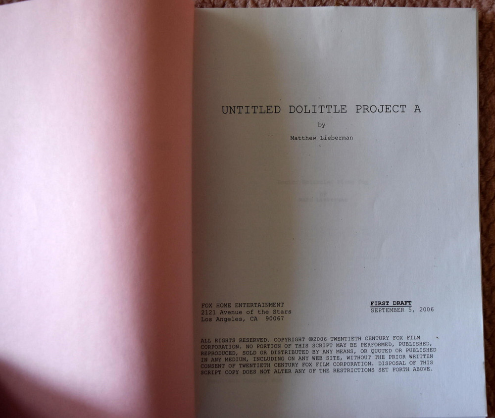 Matthew Liberman UNT. Dolittle Project A Original Script First Draft