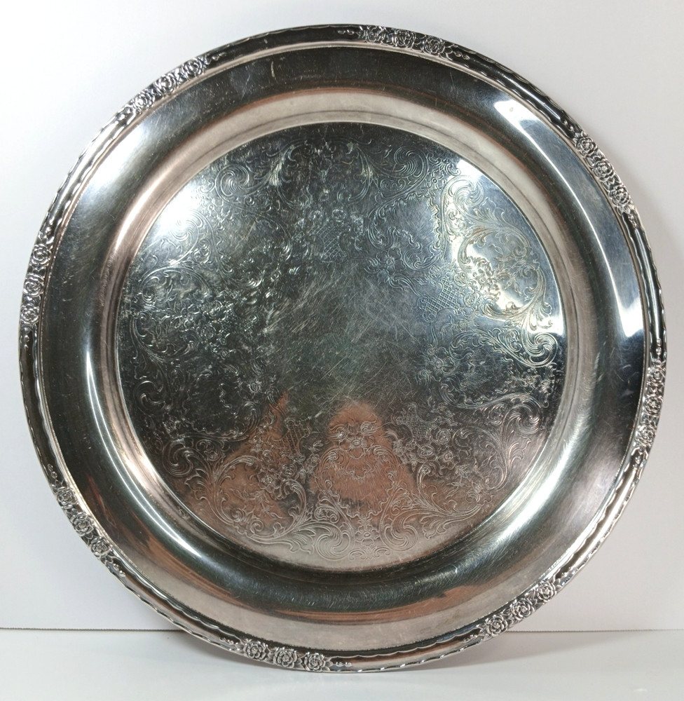Camille International Silver Company #6070 11" Silverplate Round Tray Vintage
