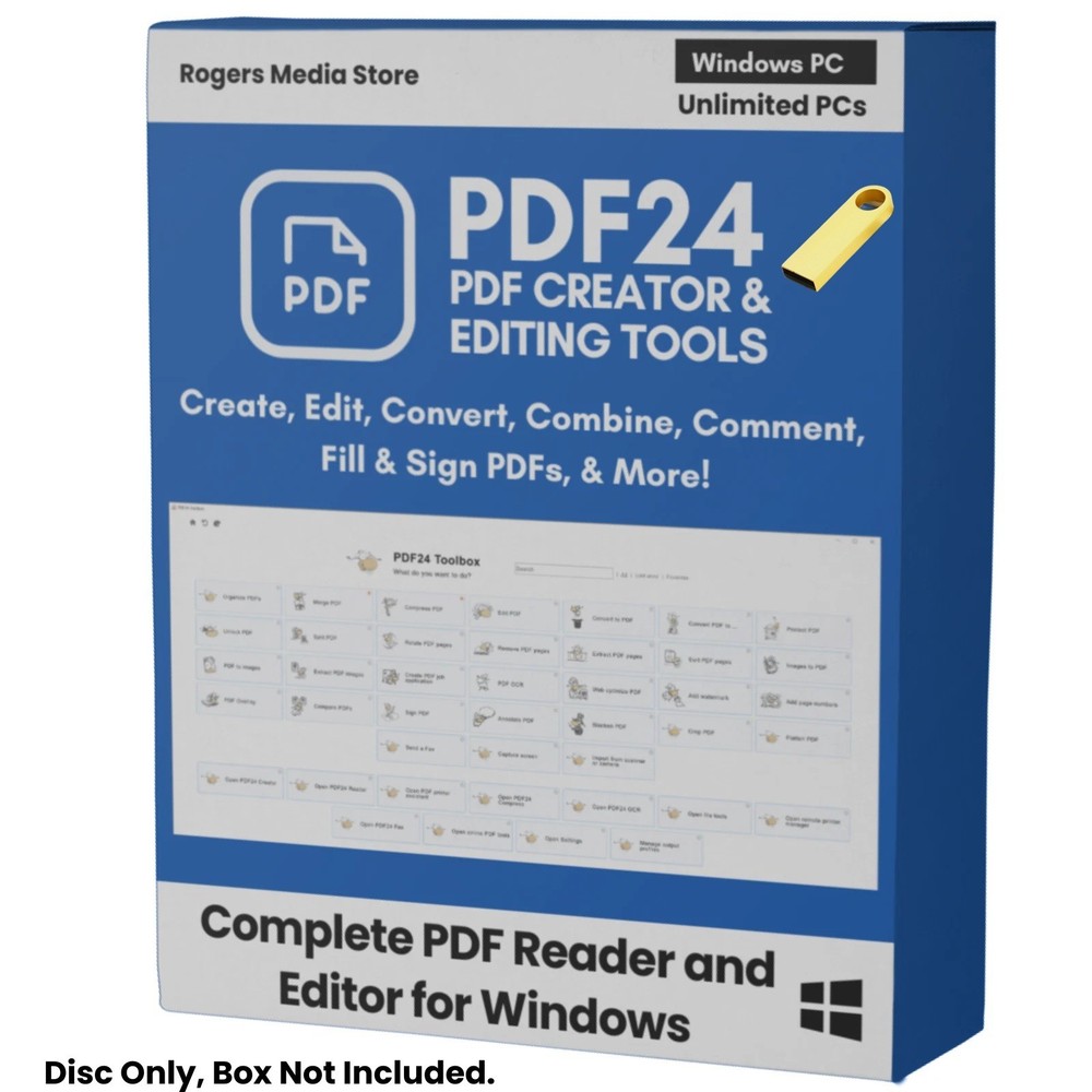 PDF 24 - PDF Editor Software - Convert Text Objects Images Forms & more CD-ROM