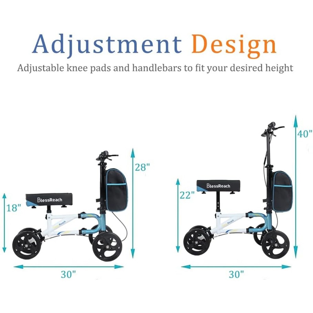 BlessReach Steerable Knee Walker Scooter WB-2111 Blue